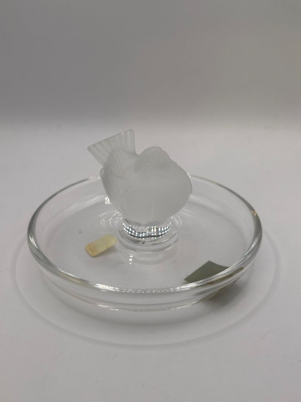 Lalique Frosted Crystal Bird Ashtray - Elegant French Design 4.5" Diameter